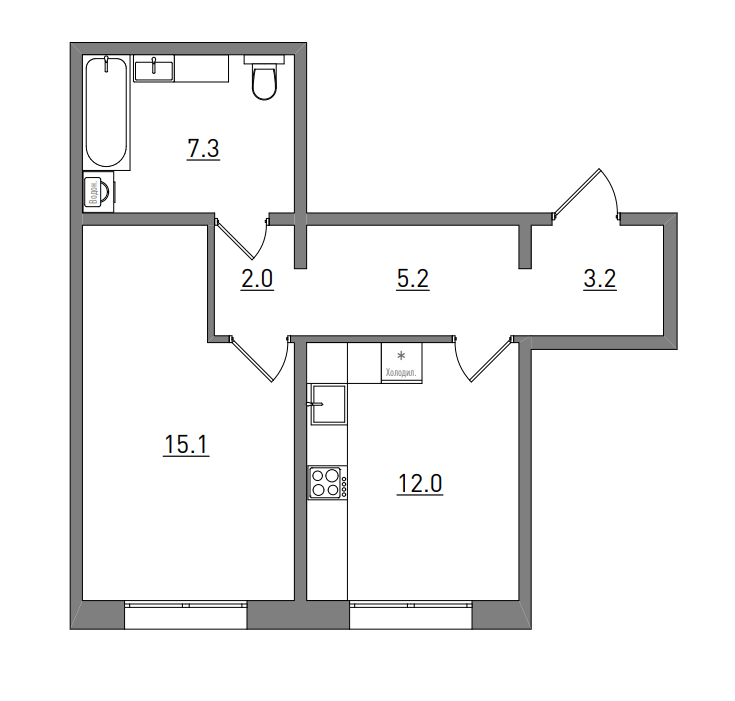 планировка квартиры 44 м2
